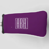 Couvre-club De Golf Monogramme initial | Blanc Sur Violet Profond (Devant)