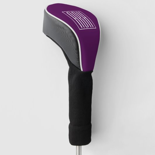 Couvre-club De Golf Monogramme initial | Blanc Sur Violet Profond (Incliné)