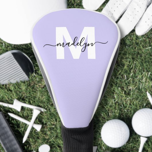 Couvre-club De Golf Monogramme Initial de Lavande Violette