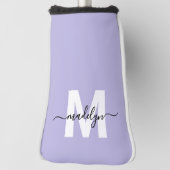 Couvre-club De Golf Monogramme Initial de Lavande Violette (Tourné à 90°)