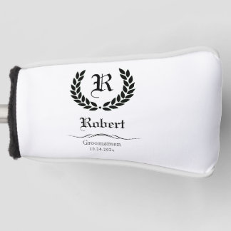 Couvre-club De Golf Monogramme Initial Meilleur Homme Groomsmen Noir C