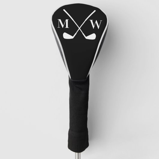 Couvre-club De Golf Monogramme Initial Noir (Devant)