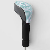 Couvre-club De Golf Monogramme Initiale De Nom Moderne Bleu Vert Rayé (Incliné)