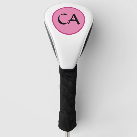 Couvre-club De Golf Monogramme Initiales rose Noir typographie (Devant)