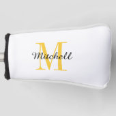Couvre-club De Golf Monogramme jaune initial et nom personnalisé (Devant)