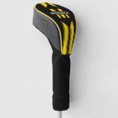 Couvre-club De Golf Monogramme jaune noir et nom (Incliné)