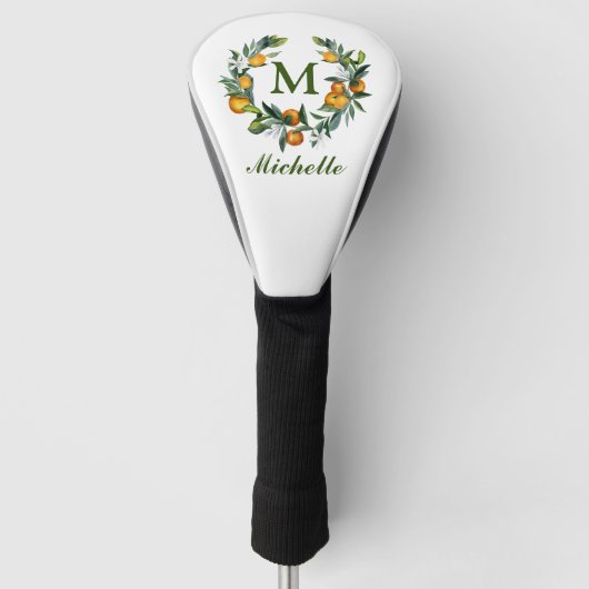 Couvre-club De Golf Monogramme Joli orange Wreath Butterflies Golf (Devant)