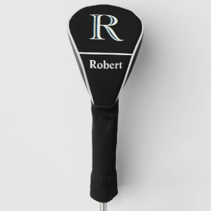 Couvre-club De Golf Monogramme masculin personnalisé avec nom noir bl