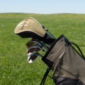 Couvre-club De Golf Monogramme Métal Brossé Or Noir Blanc Script (In Situ)