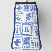 Couvre-club De Golf Monogramme Moderne Bleu Blanc Abstrait Motif (Tourné à 90°)