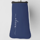 Couvre-club De Golf Monogramme moderne bleu marine et blanc (Tourné à 90°)