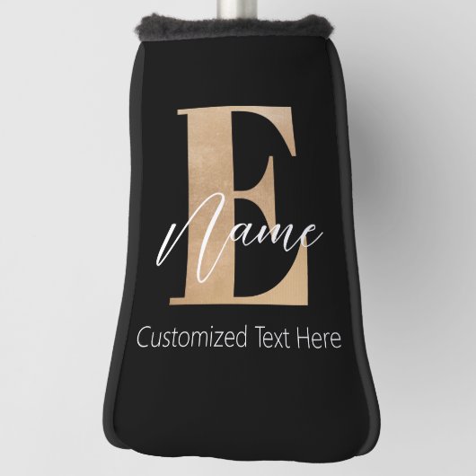 Couvre-club De Golf Monogramme moderne E & Nom initial Personnalisé (Tourné à 90°)