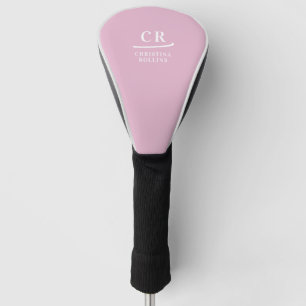 Couvre-club De Golf Monogramme Moderne Élégant Féminin Rose Personnali