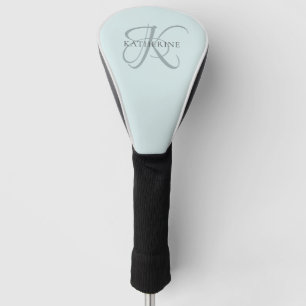 Couvre-club De Golf Monogramme moderne élégant Script Aqua Blue