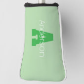 Couvre-club De Golf Monogramme moderne | Pale & Kelly Green (Tourné à 90°)