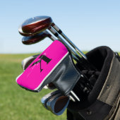 Couvre-club De Golf Monogramme moderne rose noir écriture script (In Situ)