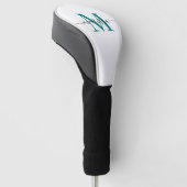 Couvre-club De Golf Monogramme moderne Turquoise noir Golf tête couver (Incliné)