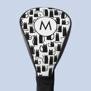 Couvre-club De Golf Monogramme Motif de chat noir