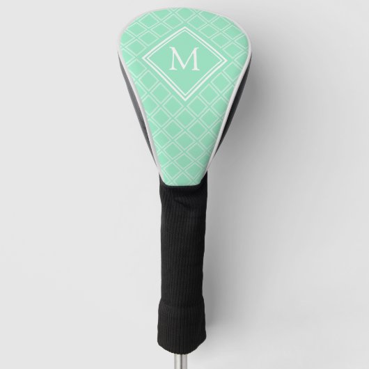 Couvre-club De Golf Monogramme Motif de menthe et diamants blancs (Devant)