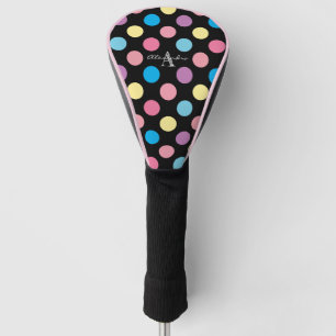 Couvre-club De Golf Monogramme Motif Pois Cute Girly Pastel