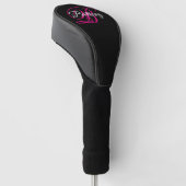 Couvre-club De Golf Monogramme noir blanc et rose chaud (Incliné)