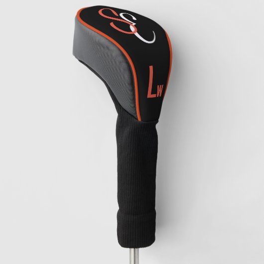 Couvre-club De Golf Monogramme noir blanc orange Lw (Incliné)