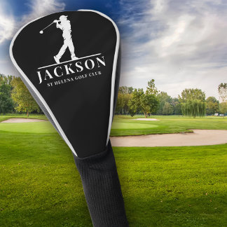 Couvre-club De Golf Monogramme noir blanc Personnalisé Coupe de golf