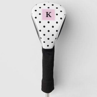 Couvre-club De Golf Monogramme noir de pois