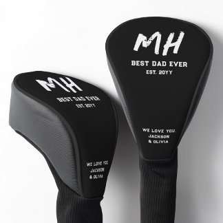 Couvre-club De Golf Monogramme noir et blanc moderne Super papa cool
