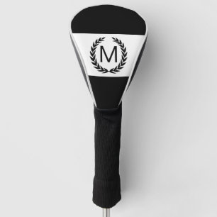 Couvre-club De Golf Monogramme noir et blanc personnalisé de guirland