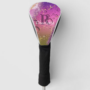 Couvre-club De Golf Monogramme Ombre violet, or et blanc   Océan