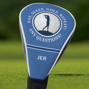 Couvre-club De Golf Monogramme personnalisé bleu Manger Dormir Golf Ré