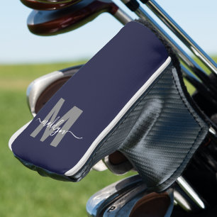 Couvre-club De Golf Monogramme personnalisé bleu marine