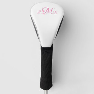 Couvre-club De Golf Monogramme personnalisé de script rose chaud