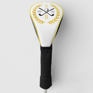 Couvre-club De Golf Monogramme Personnalisé Elégant Golf Gold Wreath