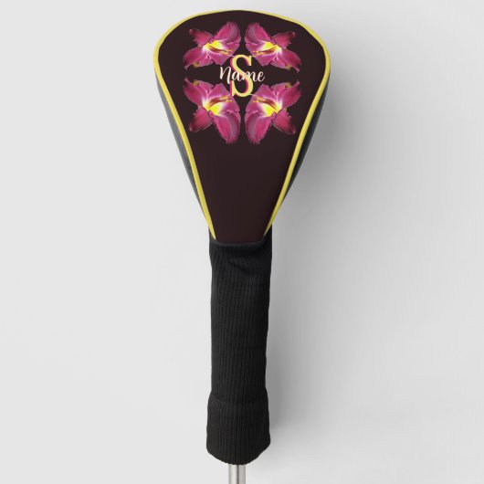 Couvre-club De Golf Monogramme personnalisé Initiale Nom Art Lily (Devant)