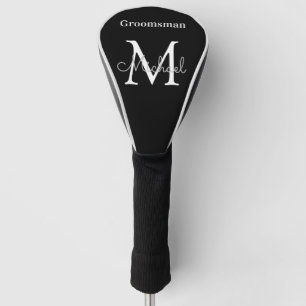 Couvre-club De Golf monogramme personnalisé noir blanc