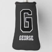 Couvre-club De Golf Monogramme personnalisé noir et blanc (Tourné à 90°)