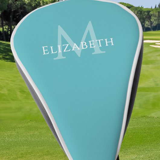 Couvre-club De Golf Monogramme personnalisé Nom Initial sarcelle