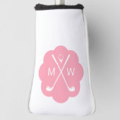 Couvre-club De Golf Monogramme personnalisé rose (Tourné à 90°)