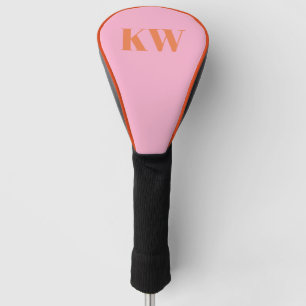 Couvre-club De Golf Monogramme personnalisé rose orange moderne initia