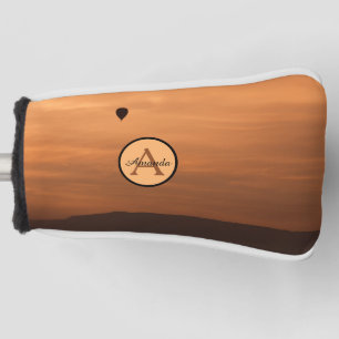 Couvre-club De Golf Monogramme romantique de montgolfière coucher de s