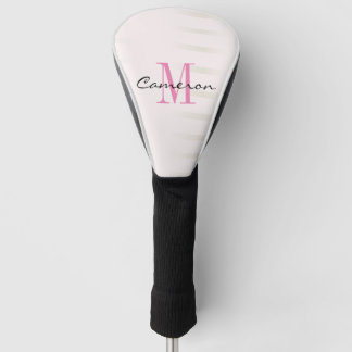 Couvre-club De Golf Monogramme rose initial et nom personnalisé