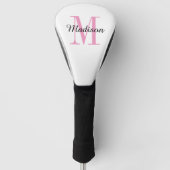 Couvre-club De Golf Monogramme rose initial et nom personnalisé (Devant)