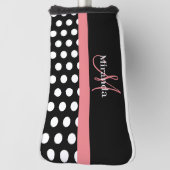Couvre-club De Golf Monogramme rose noir foncé Point Polka (Tourné à 90°)