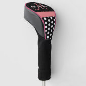 Couvre-club De Golf Monogramme rose noir foncé Point Polka (Incliné)