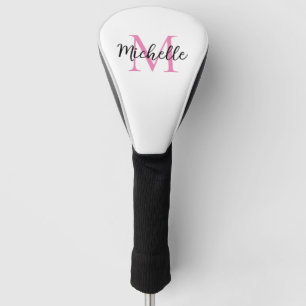 Couvre-club De Golf Monogramme rose Prénom Personnalisé