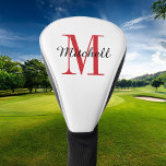 Couvre-club De Golf Monogramme rouge initial et nom personnalisé<br><div class="desc">Housse de tête de golf imprimée sur mesure personnalisée avec votre nom et monogramme initial ou autre texte personnalisé. Utilisez les outils de conception pour choisir n'importe quelle couleur arrière - plan, modifier les polices et les couleurs ou télécharger vos propres photos pour créer un cadeau unique d'une nature pour...</div>