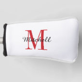 Couvre-club De Golf Monogramme rouge initial et nom personnalisé (Devant)