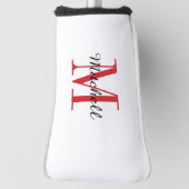 Couvre-club De Golf Monogramme rouge initial et nom personnalisé (Tourné à 90°)